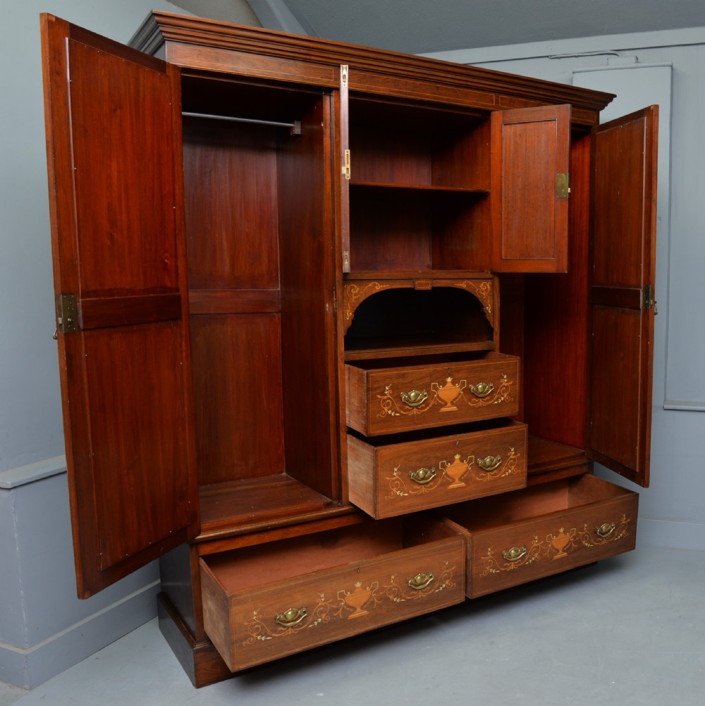 Sheraton Revival Rosewood Inlaid Compactum Wardrobe View VIII