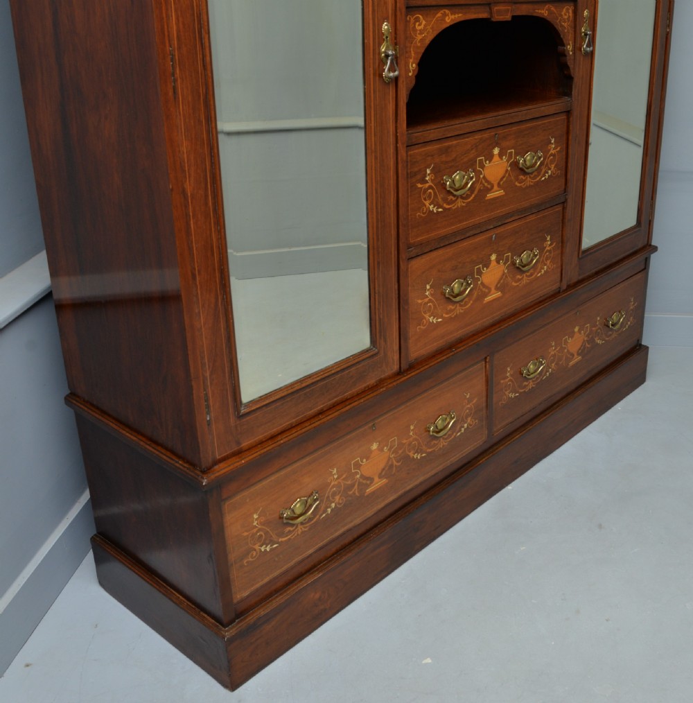 Sheraton Revival Rosewood Inlaid Compactum Wardrobe View XIV