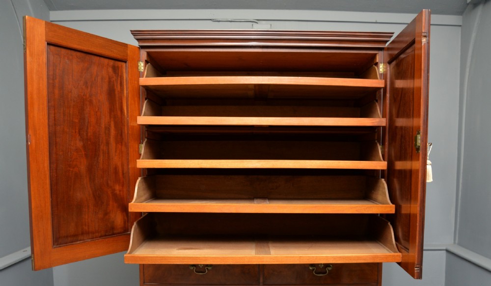 Georgian Flame Mahogany Linen Press  View IV