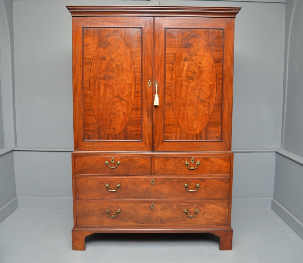 Georgian Flame Mahogany Linen Press  View X