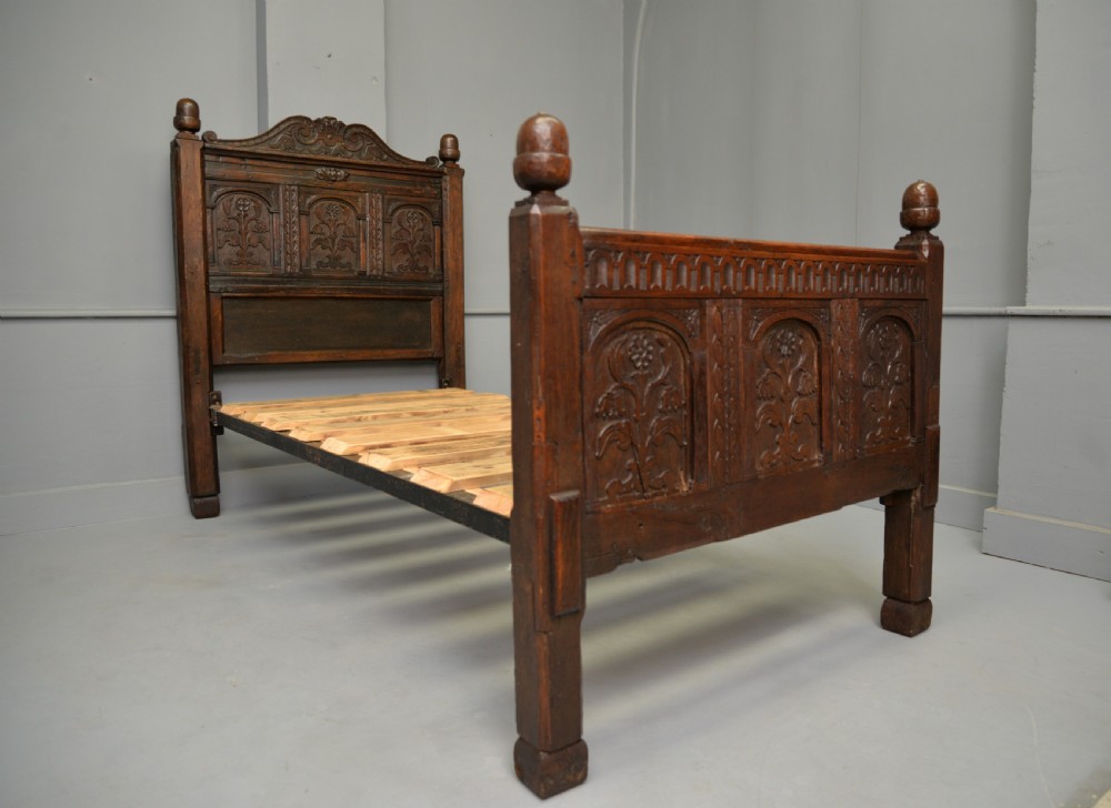 17th Century And Later Carved Oak Single Bed View II
