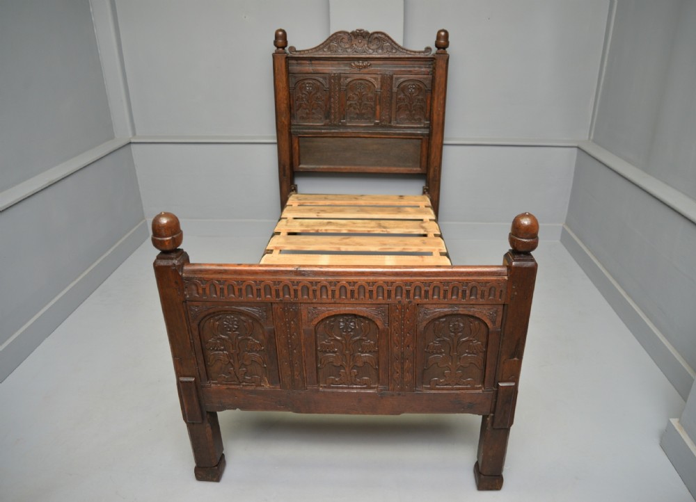 17th Century And Later Carved Oak Single Bed View IX