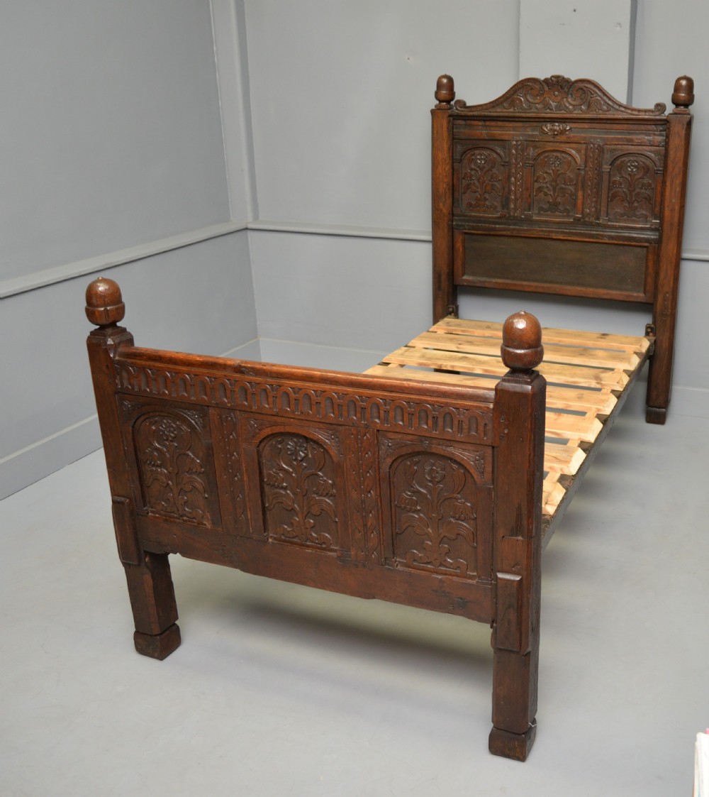 17th Century And Later Carved Oak Single Bed View X