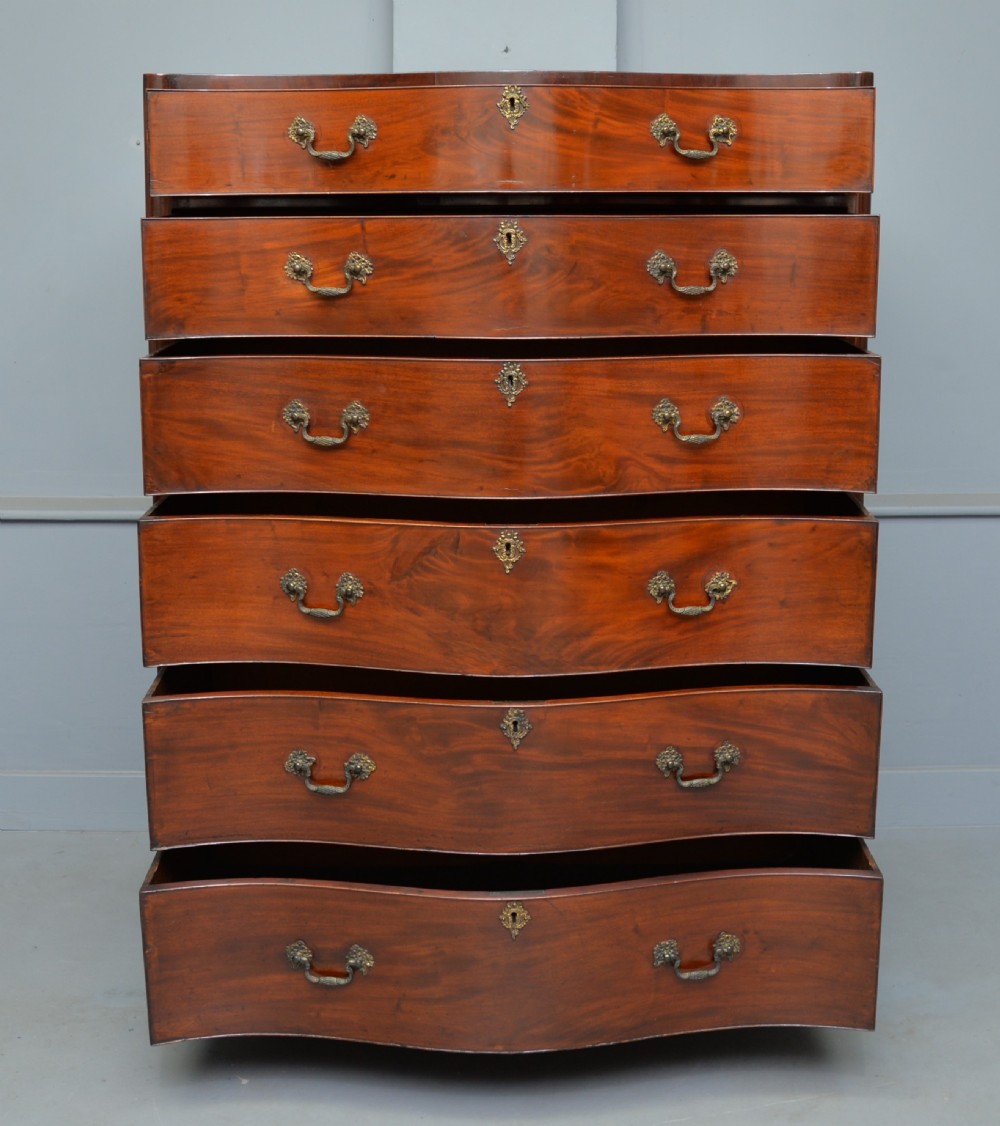   Georgian Mahogany Serpentine Tallboy Chest Of Drawers View VI