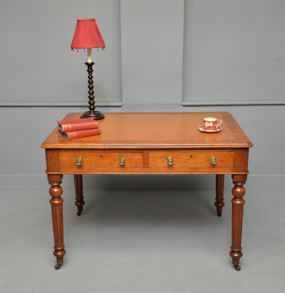 Victorian Oak Writing Table Desk View II