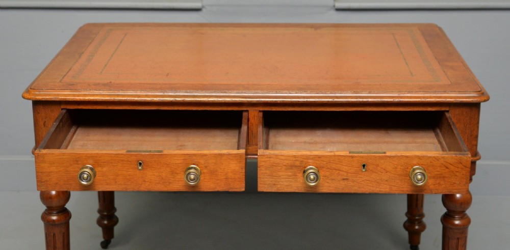 Victorian Oak Writing Table Desk View IV