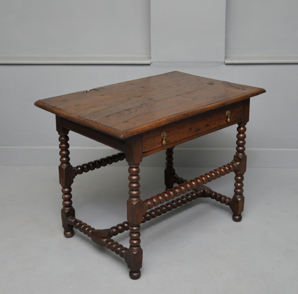 17th Century Bobbin Turned Oak Side Table View IV