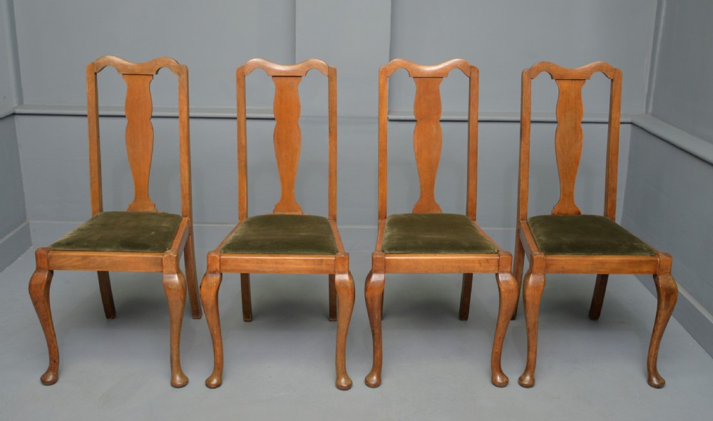 Set Of Four Queen Anne Style Walnut Dining Chairs View II