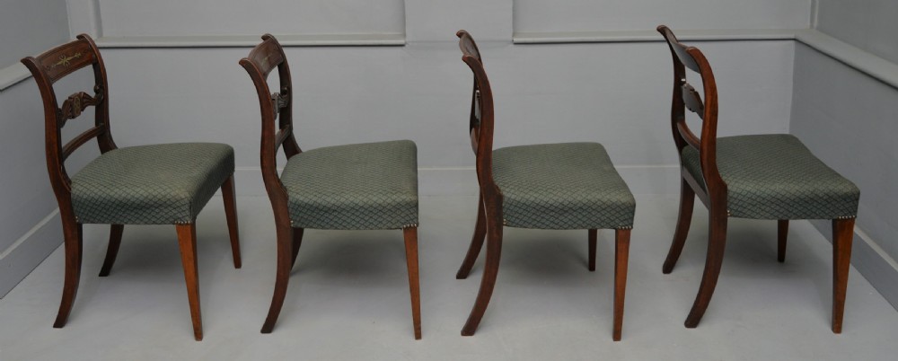 Set Of Four Regency Mahogany & Brass Inlaid Dining Chairs View IV