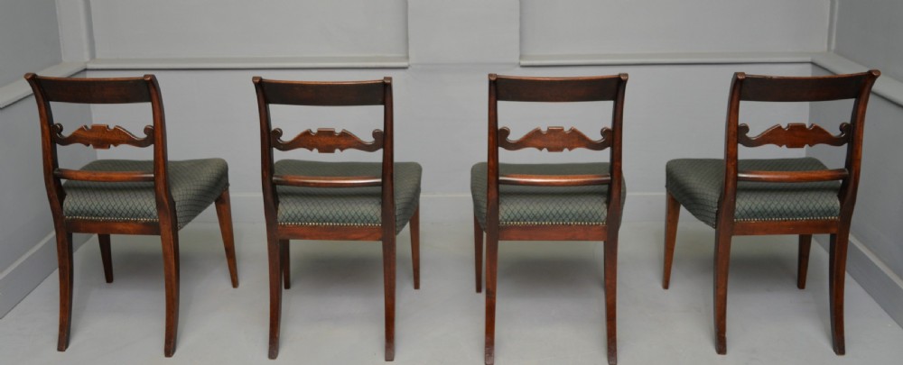 Set Of Four Regency Mahogany & Brass Inlaid Dining Chairs View VI