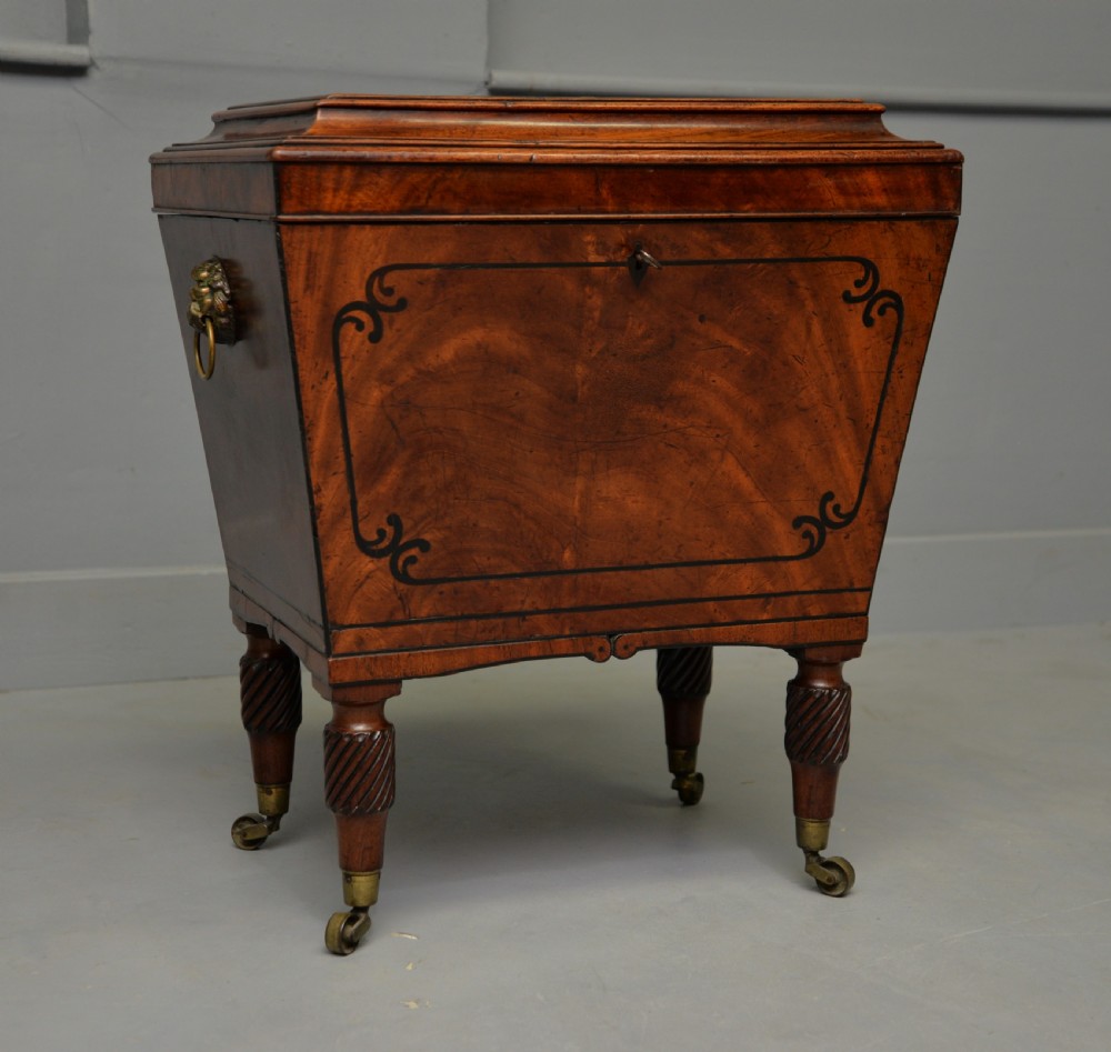 Regency Mahogany & Ebony Sarcophagus Wine Cellarette