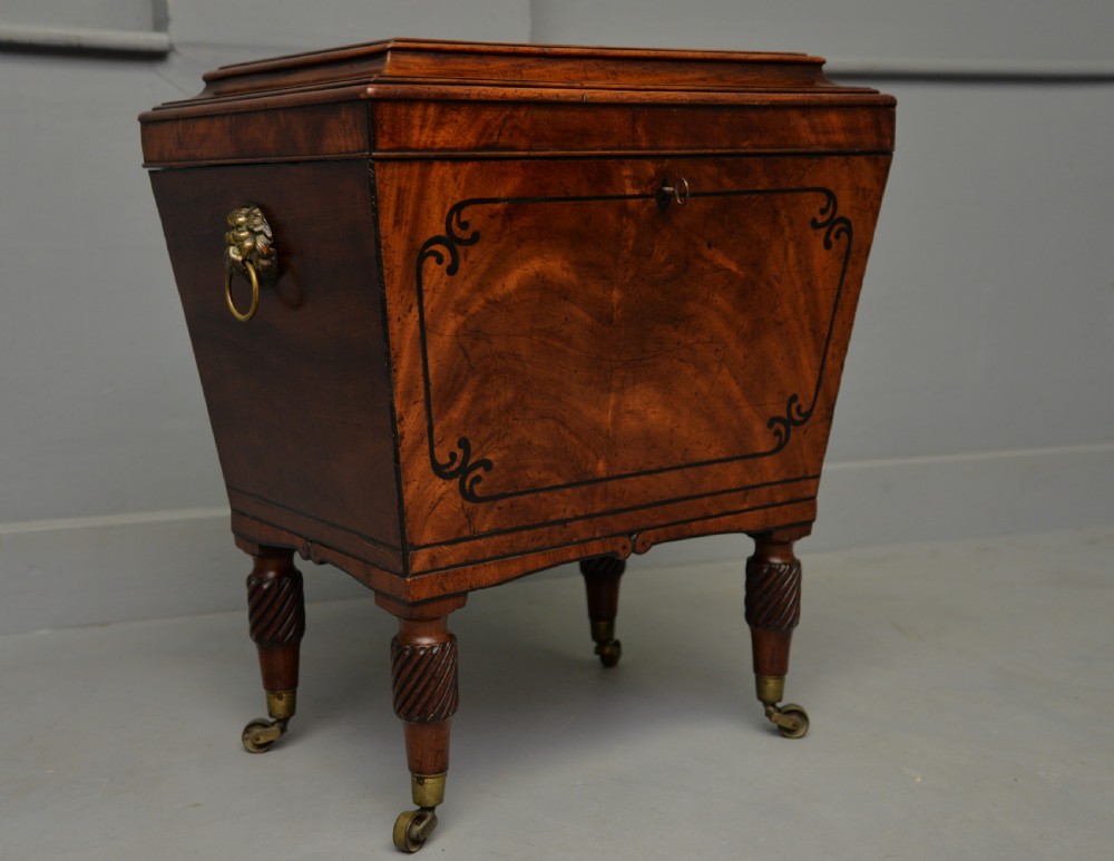 Regency Mahogany & Ebony Sarcophagus Wine Cellarette View II
