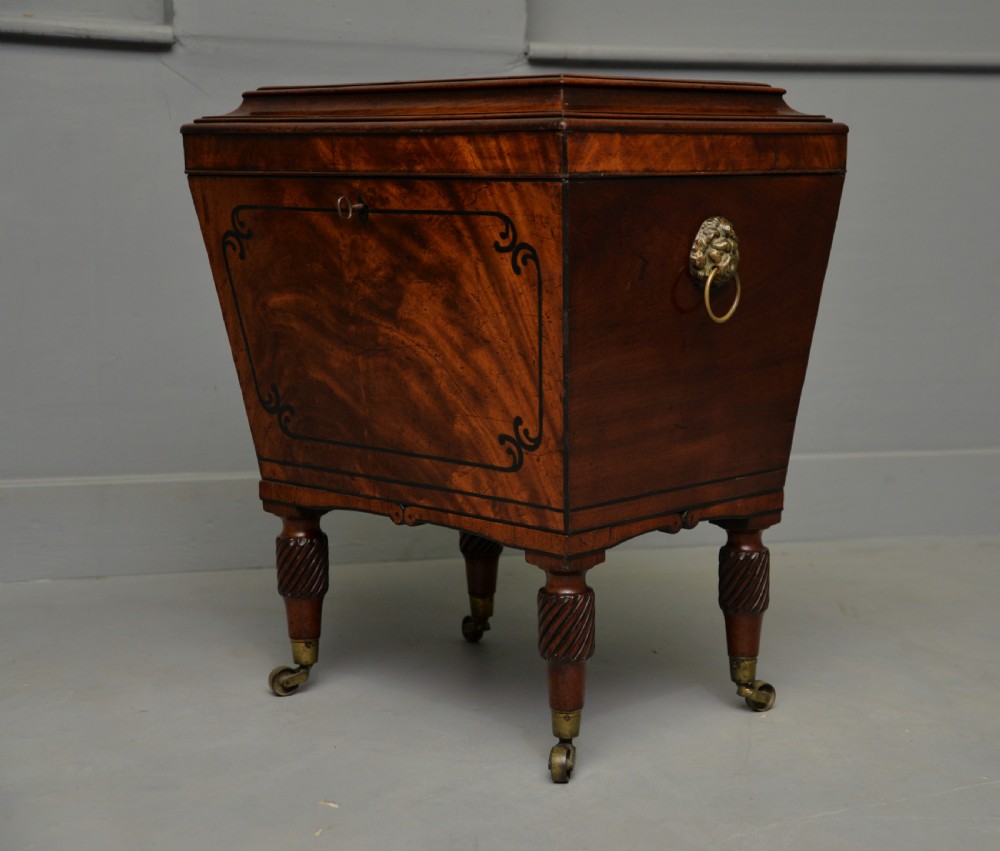 Regency Mahogany & Ebony Sarcophagus Wine Cellarette View VI