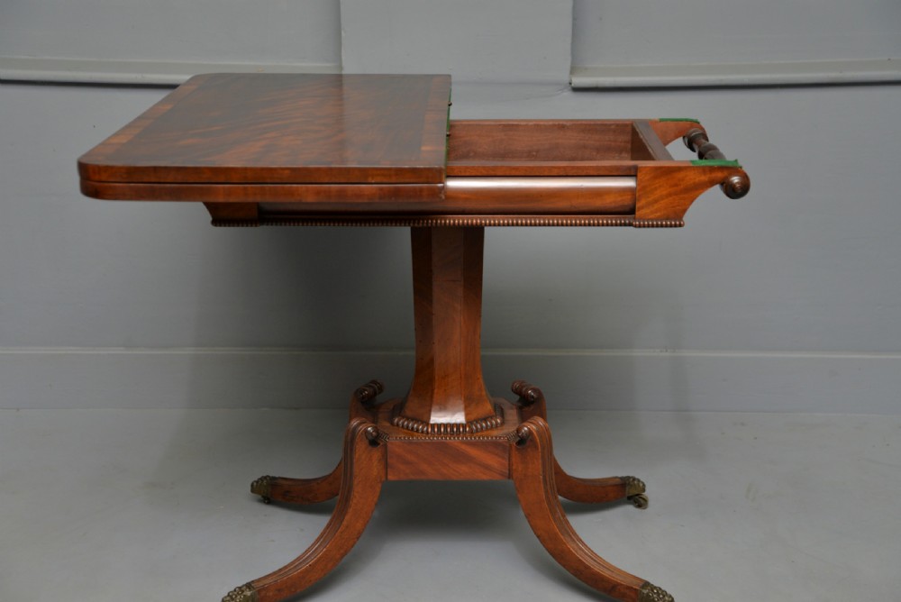 Elegant Regency Mahogany Games / Card Side Table View XIII