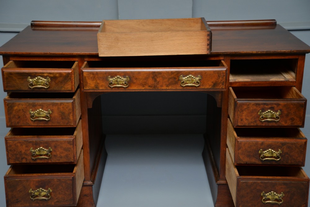 Victorian Burr Walnut Pedestal Desk View III