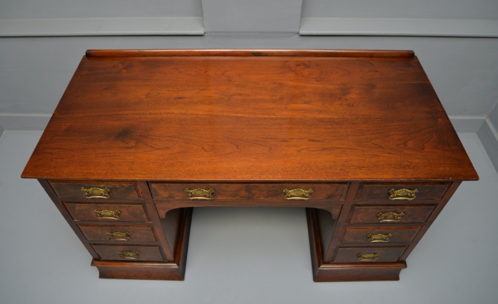Victorian Burr Walnut Pedestal Desk View VI