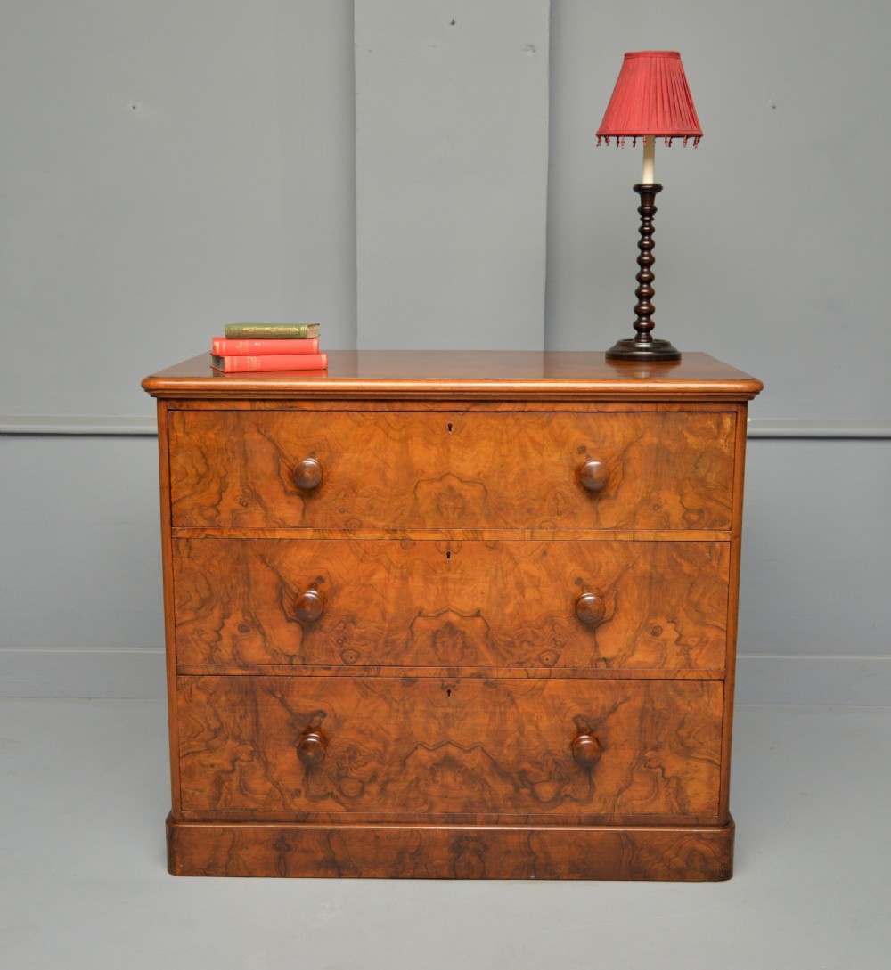 Handsome Victorian Burr Walnut Chest Of Drawers  View III