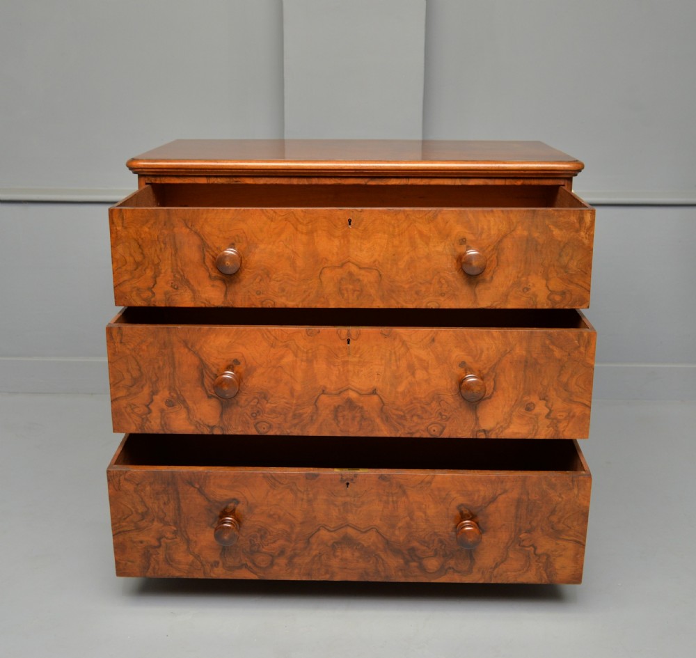 Handsome Victorian Burr Walnut Chest Of Drawers  View IV