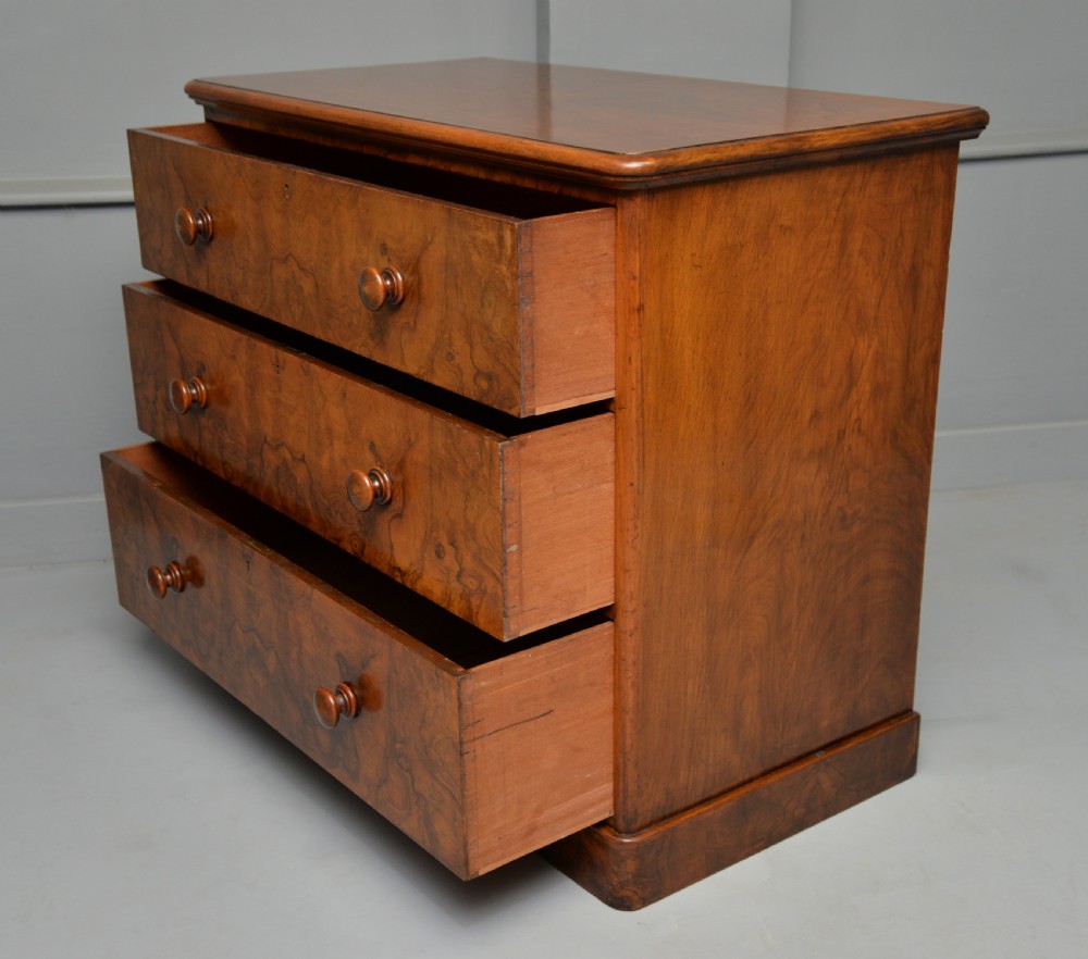 Handsome Victorian Burr Walnut Chest Of Drawers  View XI