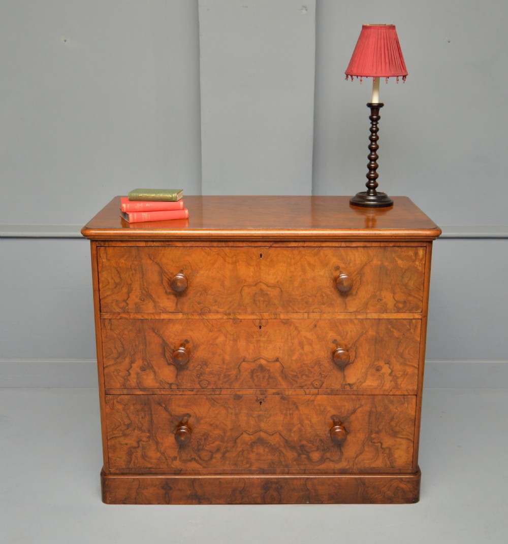 Handsome Victorian Burr Walnut Chest Of Drawers  View XIV