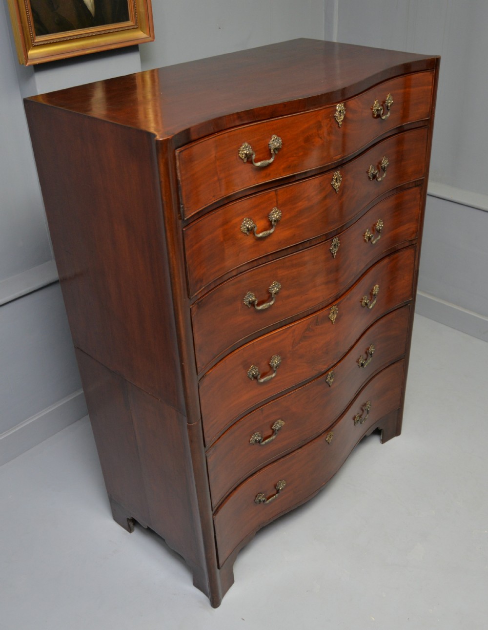  Tall Georgian Mahogany Serpentine Chest Of Drawers