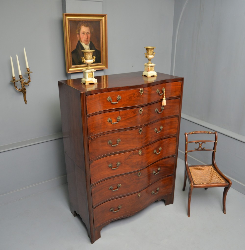  Tall Georgian Mahogany Serpentine Chest Of Drawers View II