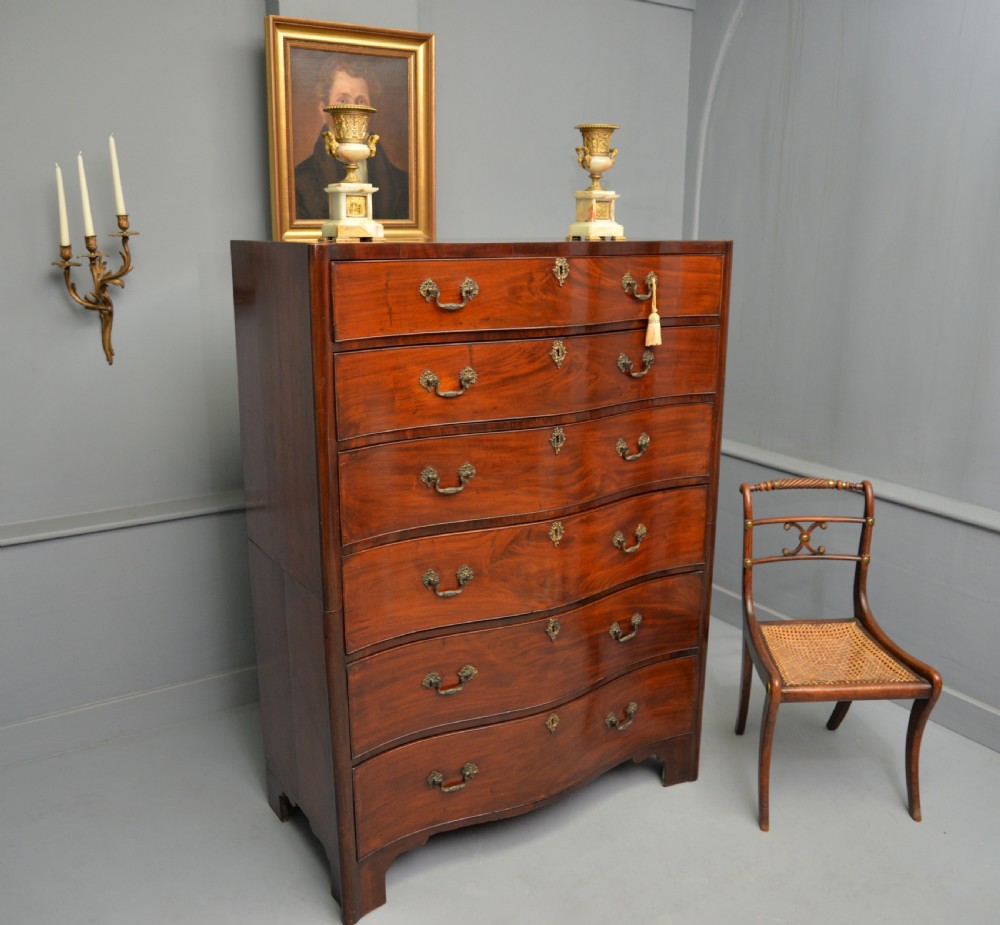  Tall Georgian Mahogany Serpentine Chest Of Drawers View III