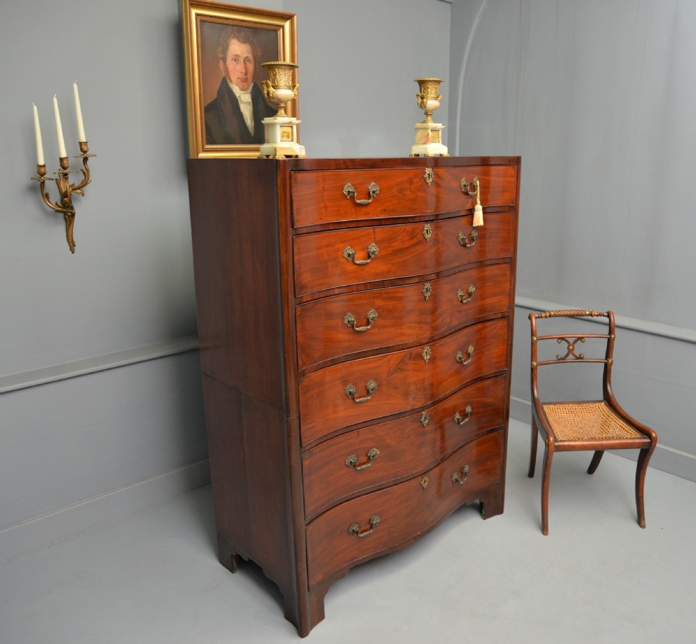  Tall Georgian Mahogany Serpentine Chest Of Drawers View IV