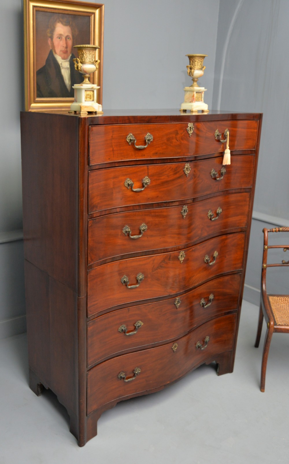  Tall Georgian Mahogany Serpentine Chest Of Drawers View V