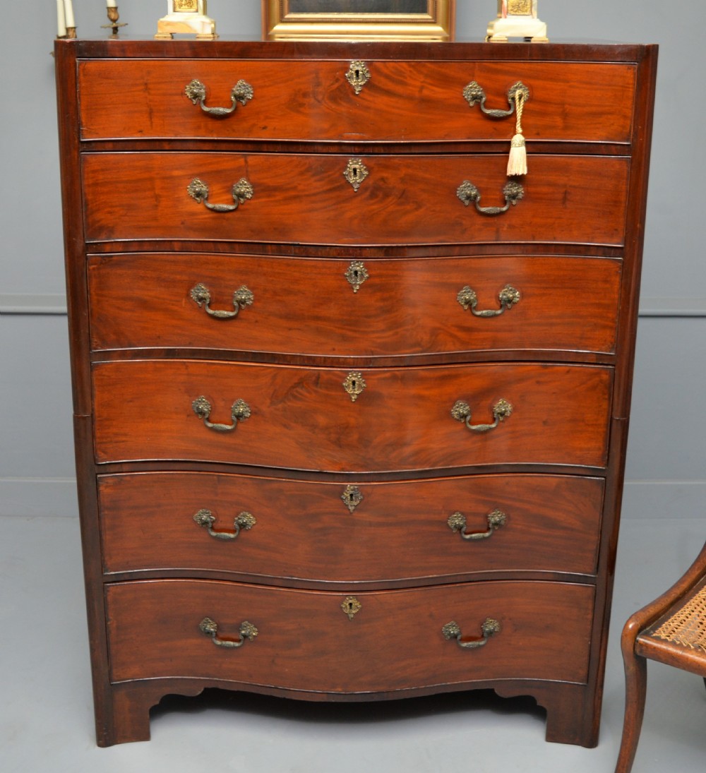  Tall Georgian Mahogany Serpentine Chest Of Drawers View VII