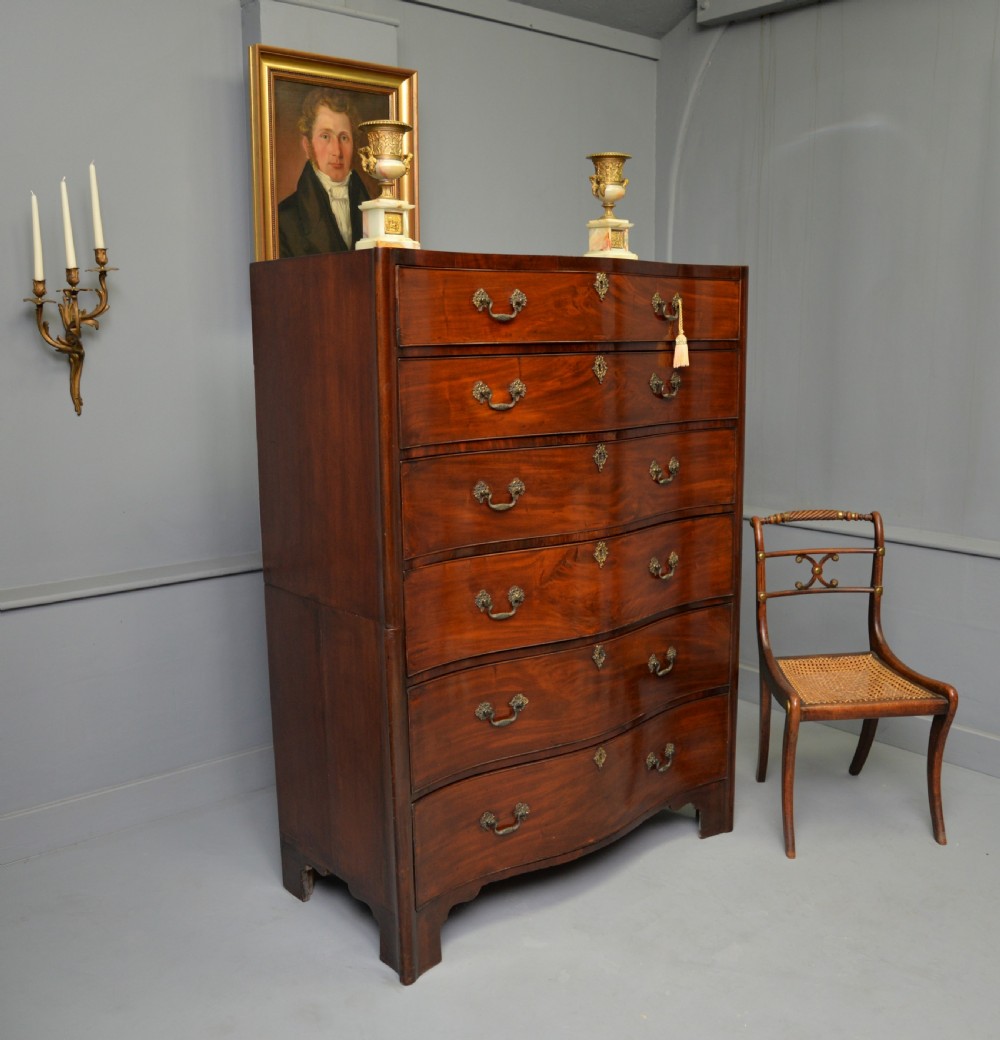  Tall Georgian Mahogany Serpentine Chest Of Drawers View IX