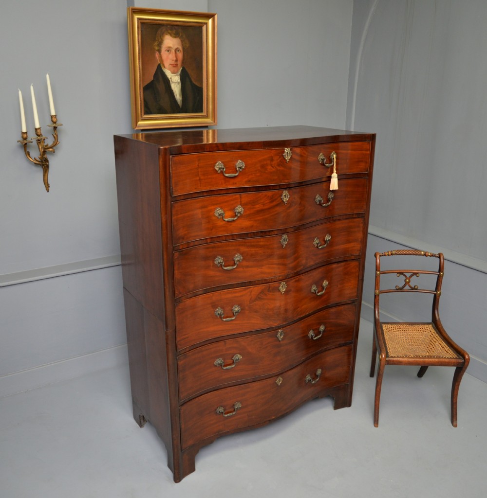  Tall Georgian Mahogany Serpentine Chest Of Drawers View XI