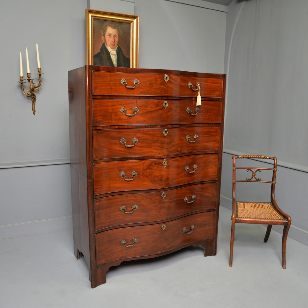  Tall Georgian Mahogany Serpentine Chest Of Drawers View XII