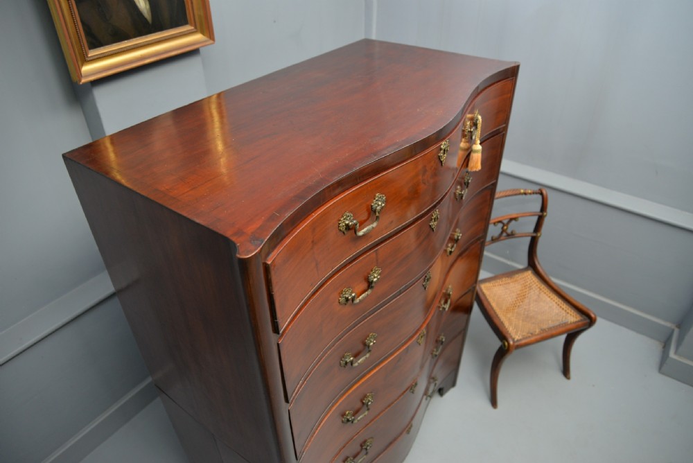  Tall Georgian Mahogany Serpentine Chest Of Drawers View XIII