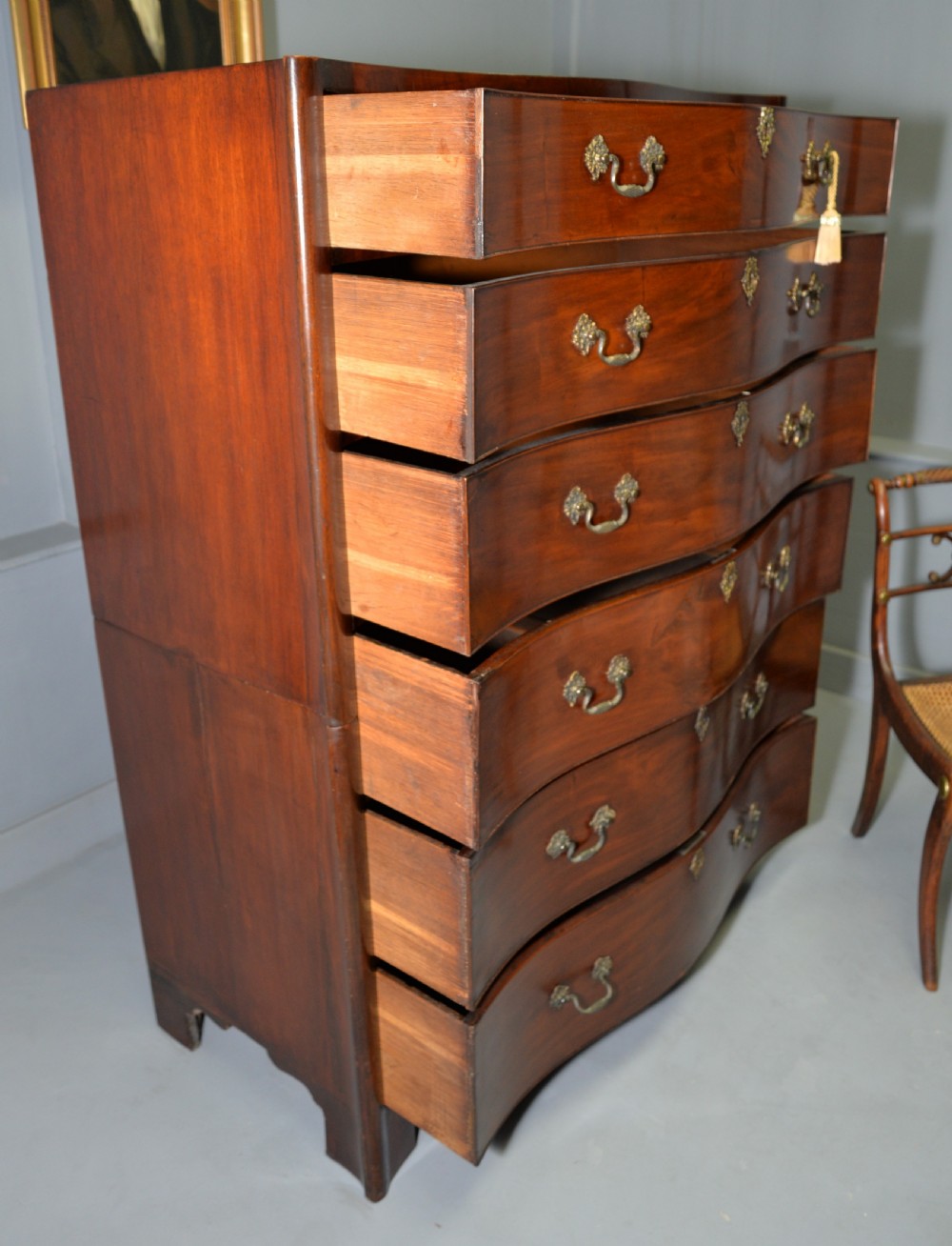  Tall Georgian Mahogany Serpentine Chest Of Drawers View XIV