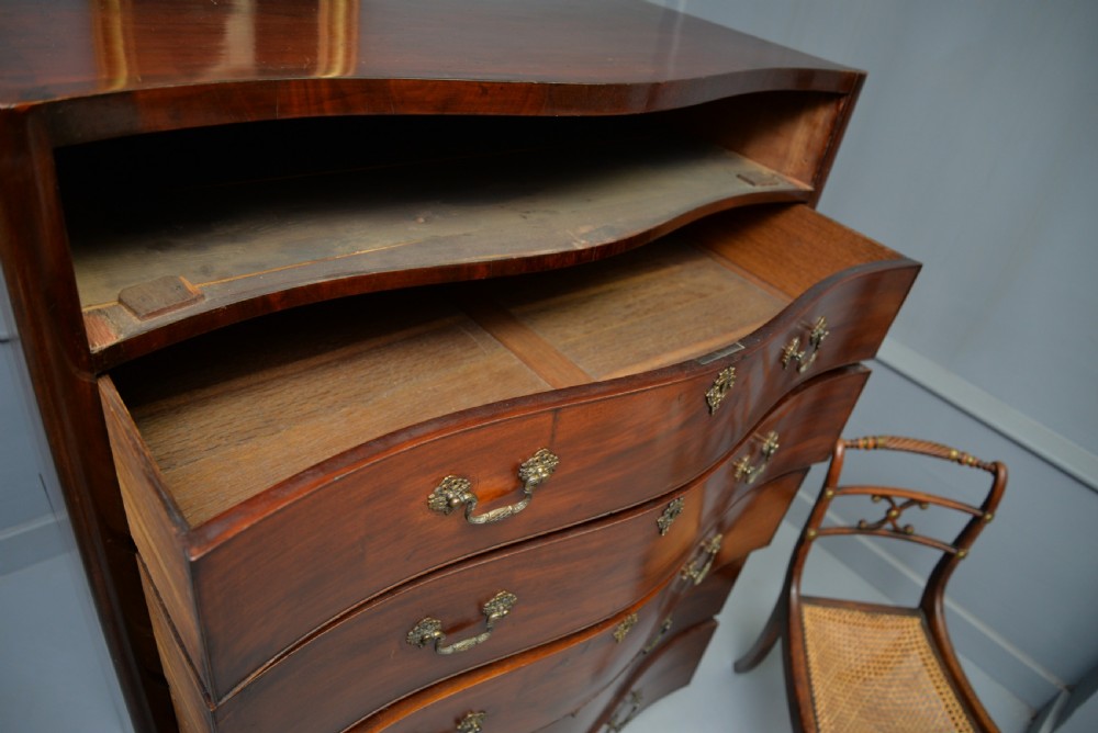 Tall Georgian Mahogany Serpentine Chest Of Drawers View XV