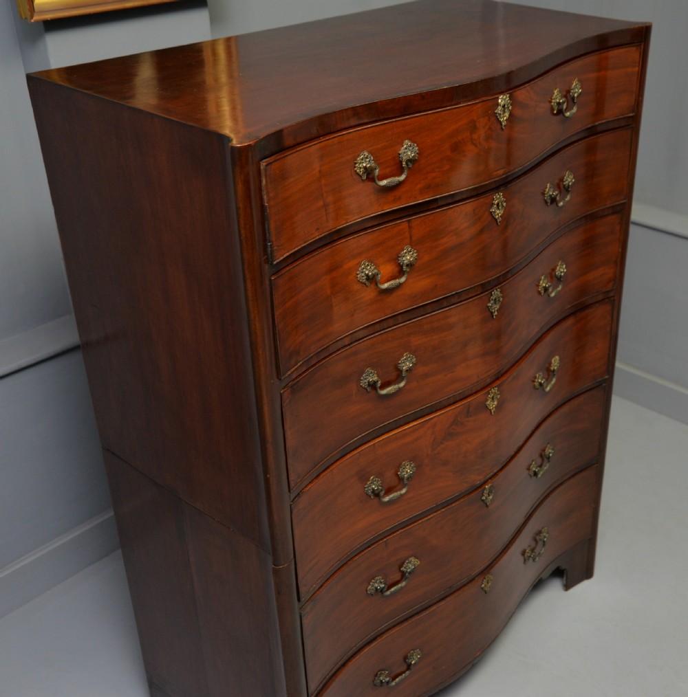  Tall Georgian Mahogany Serpentine Chest Of Drawers View XVIII