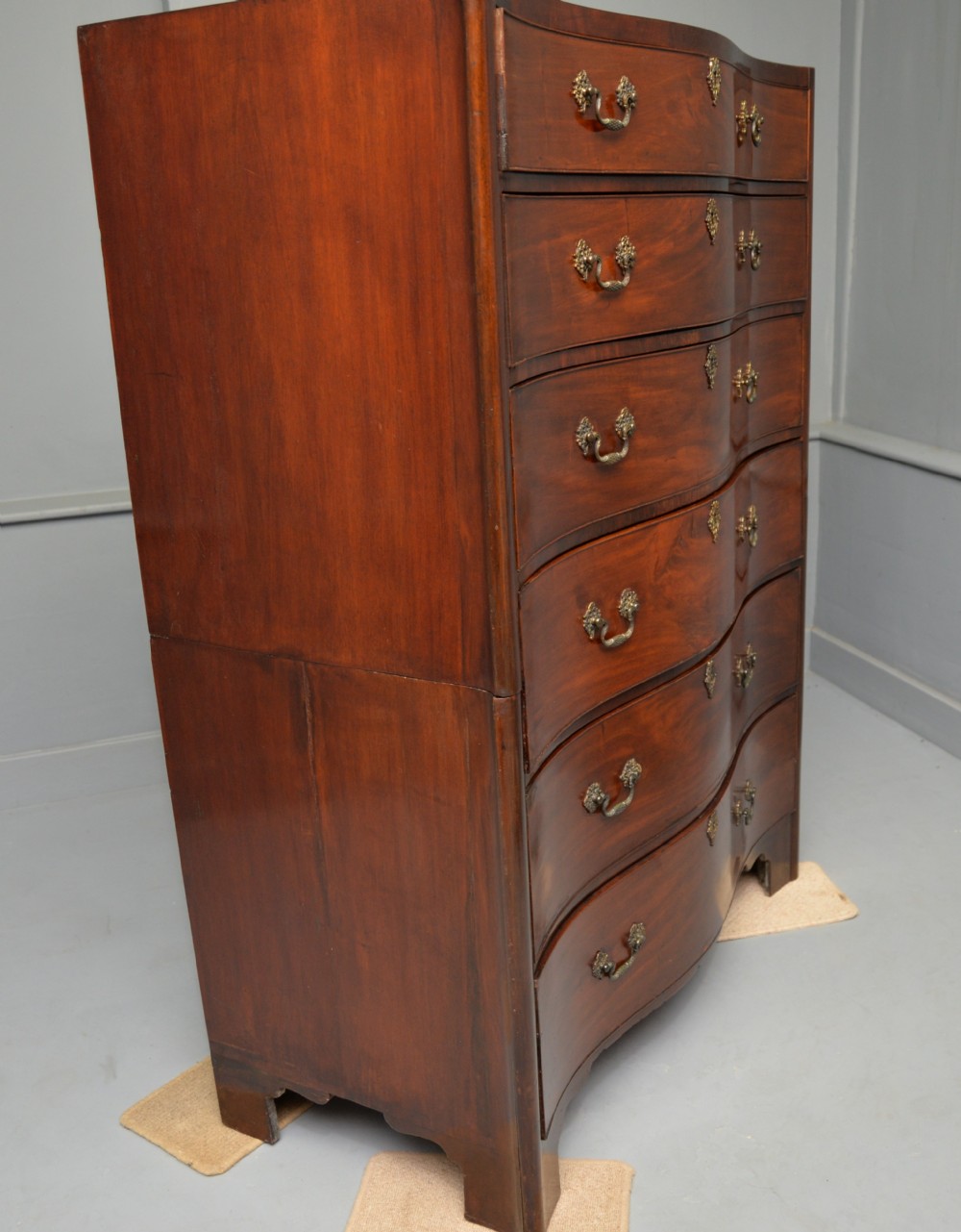  Tall Georgian Mahogany Serpentine Chest Of Drawers View XXI