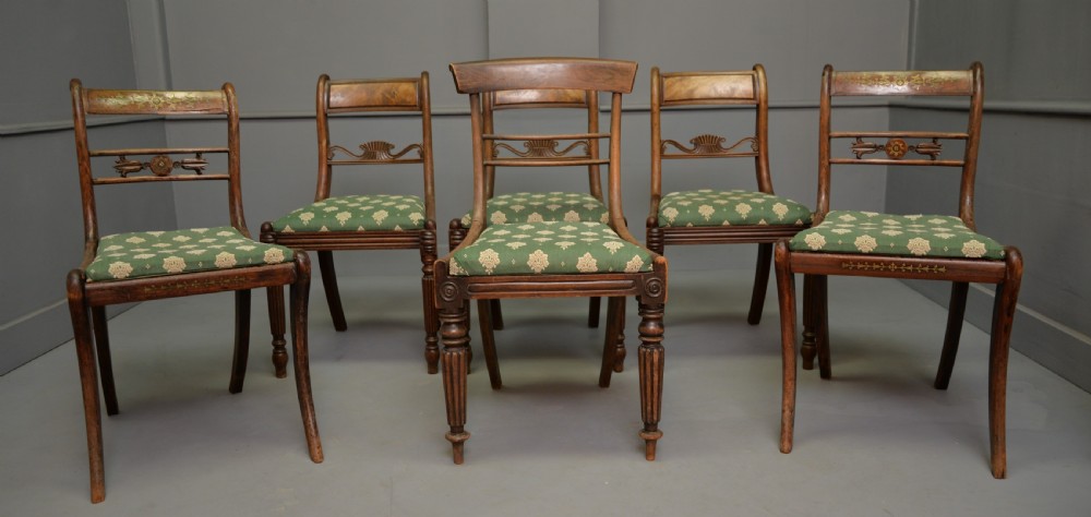 Harlequin Set Of Six Regency Rosewood And Mahogany Dining Chairs