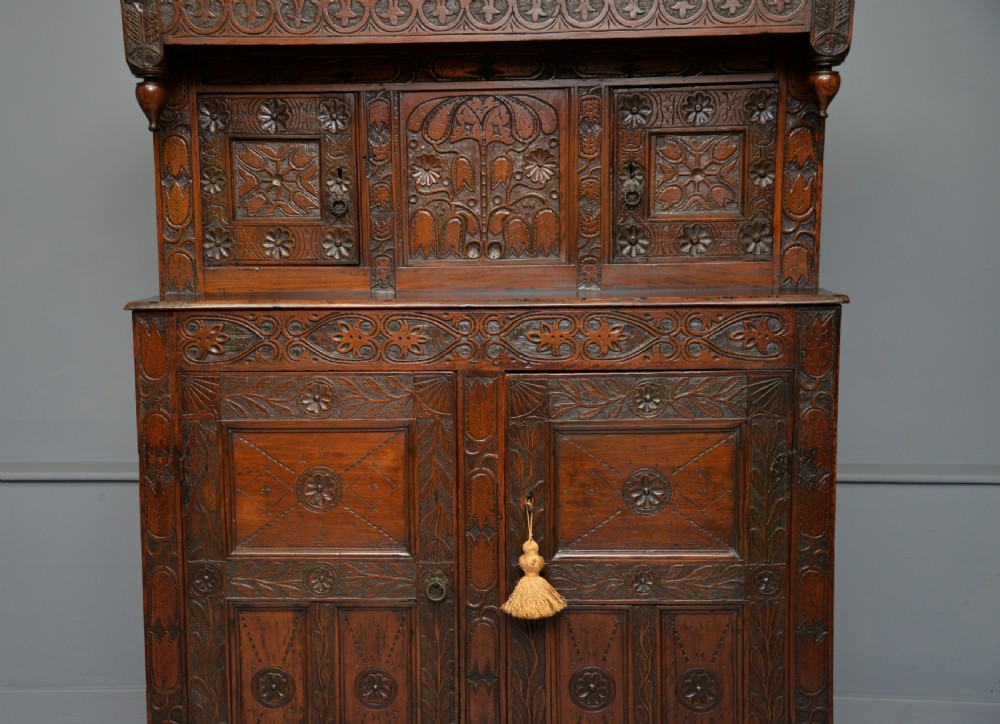 Profusely Carved Late 17th Century Oak Press Court Cupboard View III