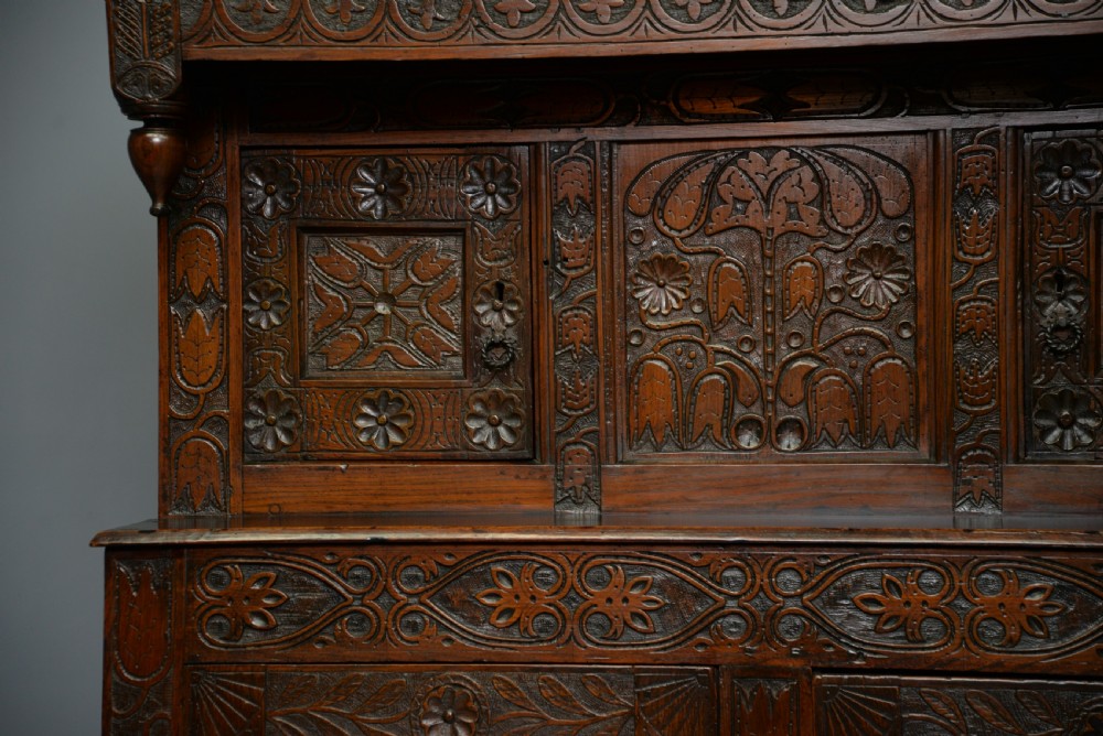 Profusely Carved Late 17th Century Oak Press Court Cupboard View V