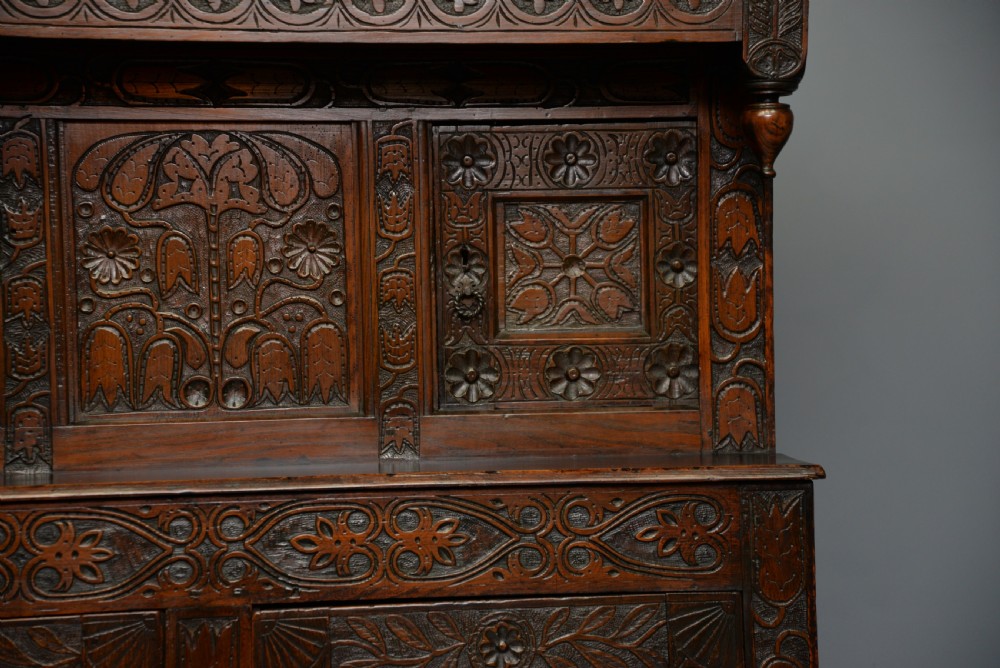 Profusely Carved Late 17th Century Oak Press Court Cupboard View VII