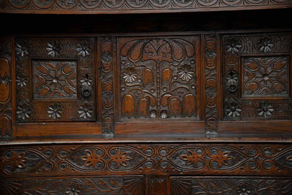 Profusely Carved Late 17th Century Oak Press Court Cupboard View VIII