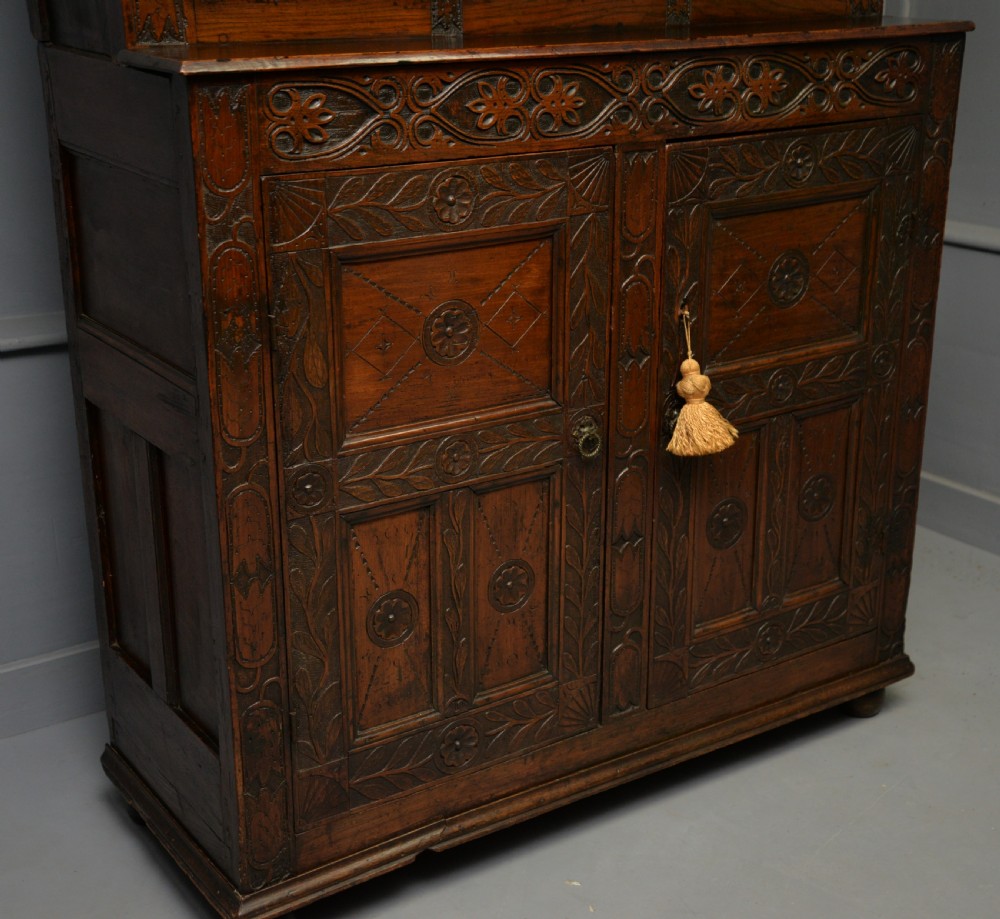 Profusely Carved Late 17th Century Oak Press Court Cupboard View XI