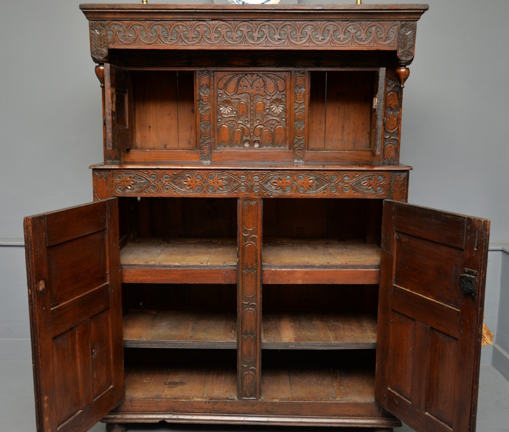 Profusely Carved Late 17th Century Oak Press Court Cupboard View XIII