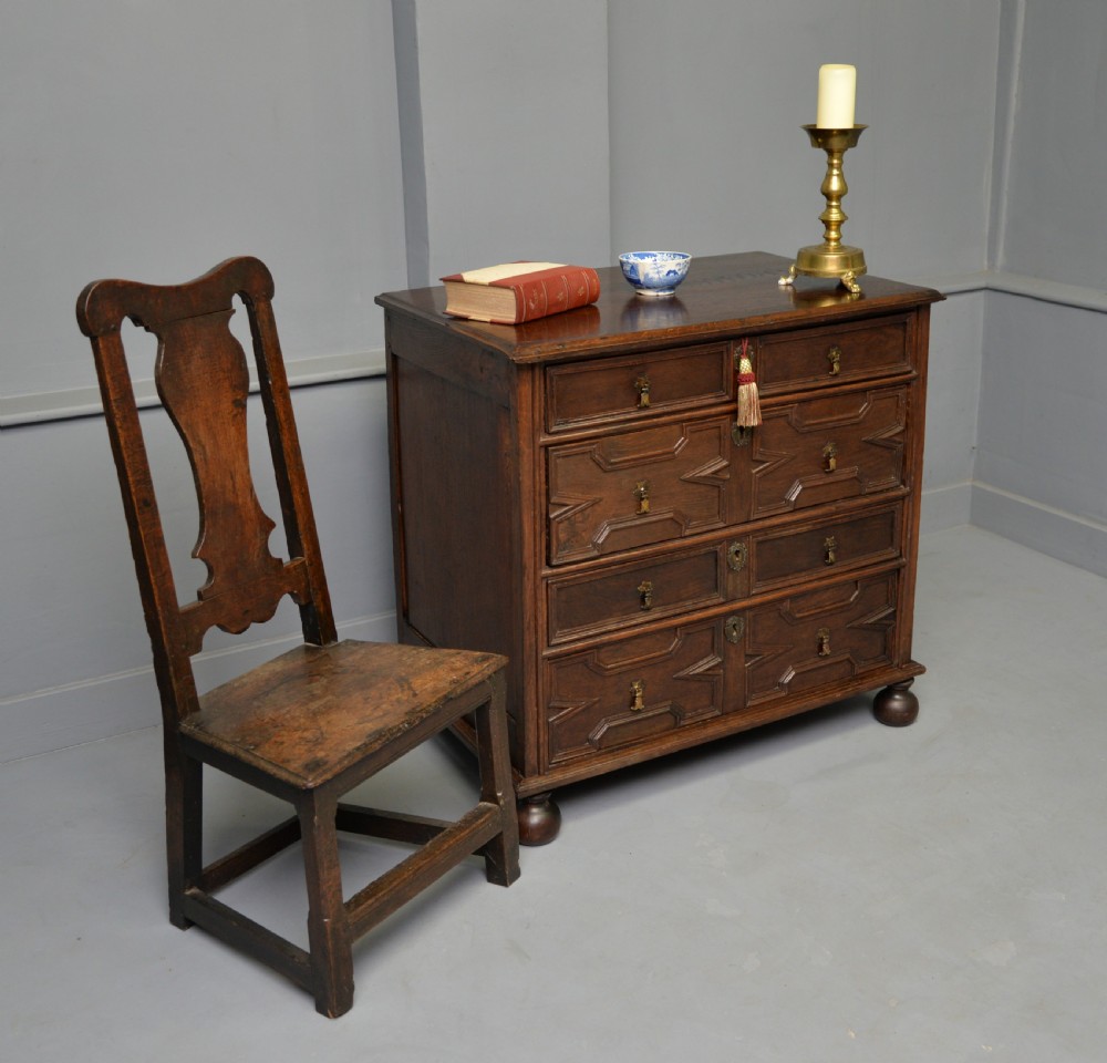 17th Century Geometric Oak Chest Of Drawers View II