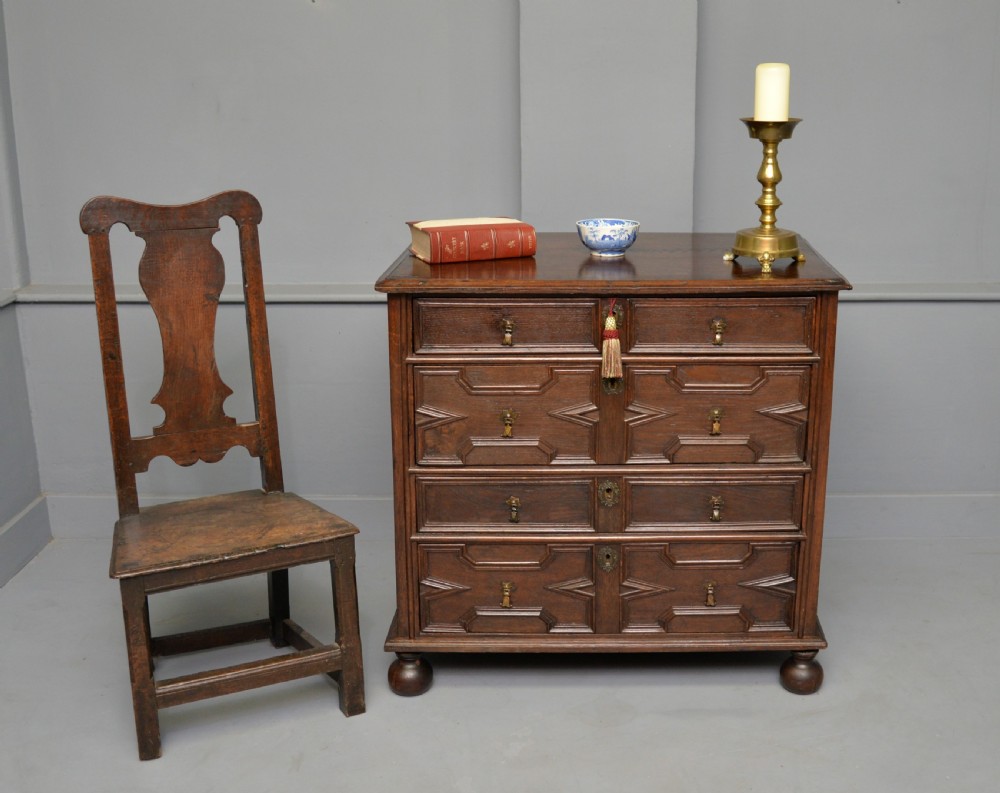 17th Century Geometric Oak Chest Of Drawers View III