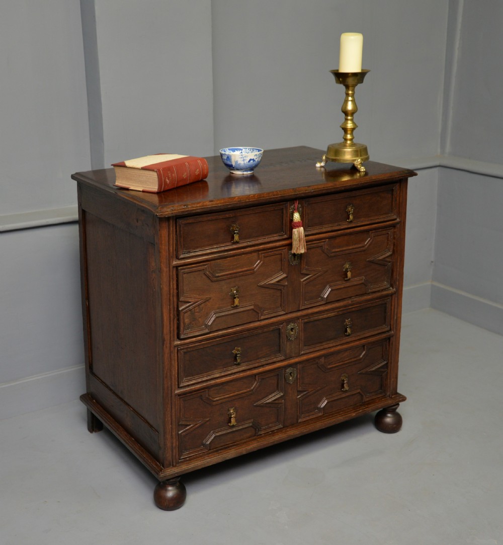 17th Century Geometric Oak Chest Of Drawers View VI