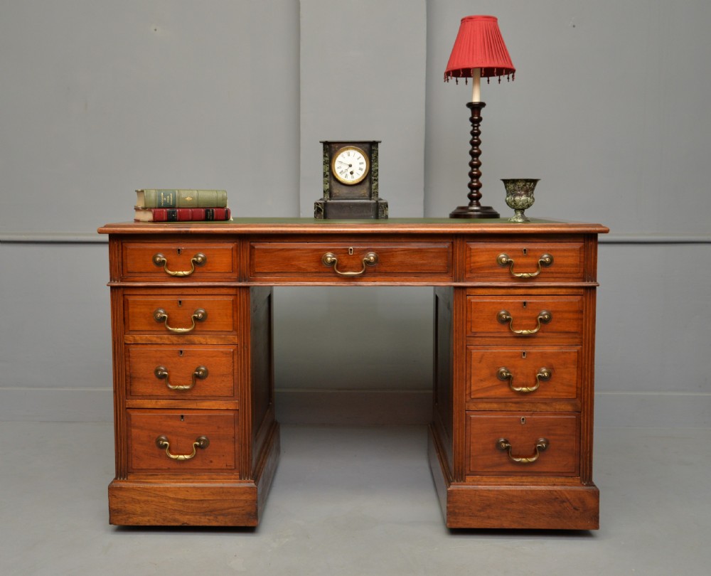 Victorian Solid Mahogany Pedestal Desk View III