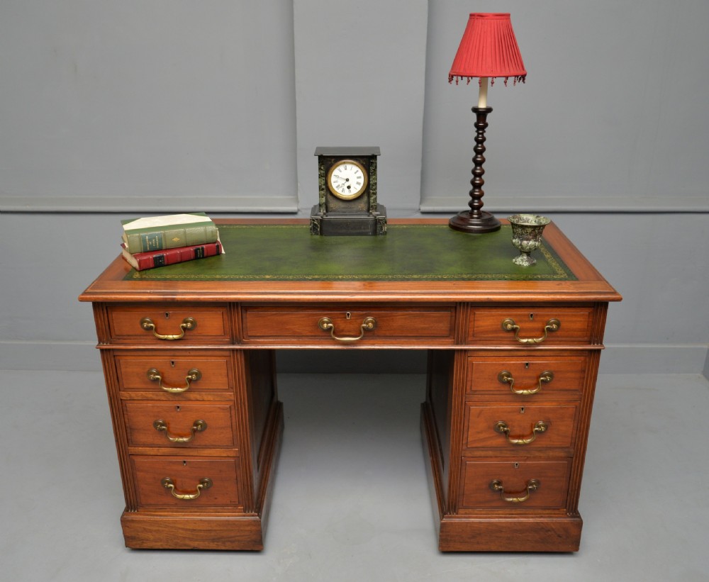 Victorian Solid Mahogany Pedestal Desk View IV
